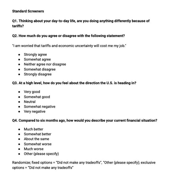 Survey questionnaire document